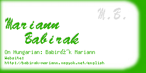 mariann babirak business card